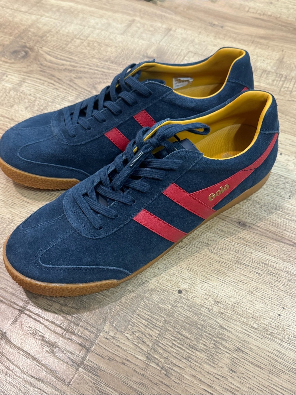 Gola Navy Suede Sneakers with Red Stripes